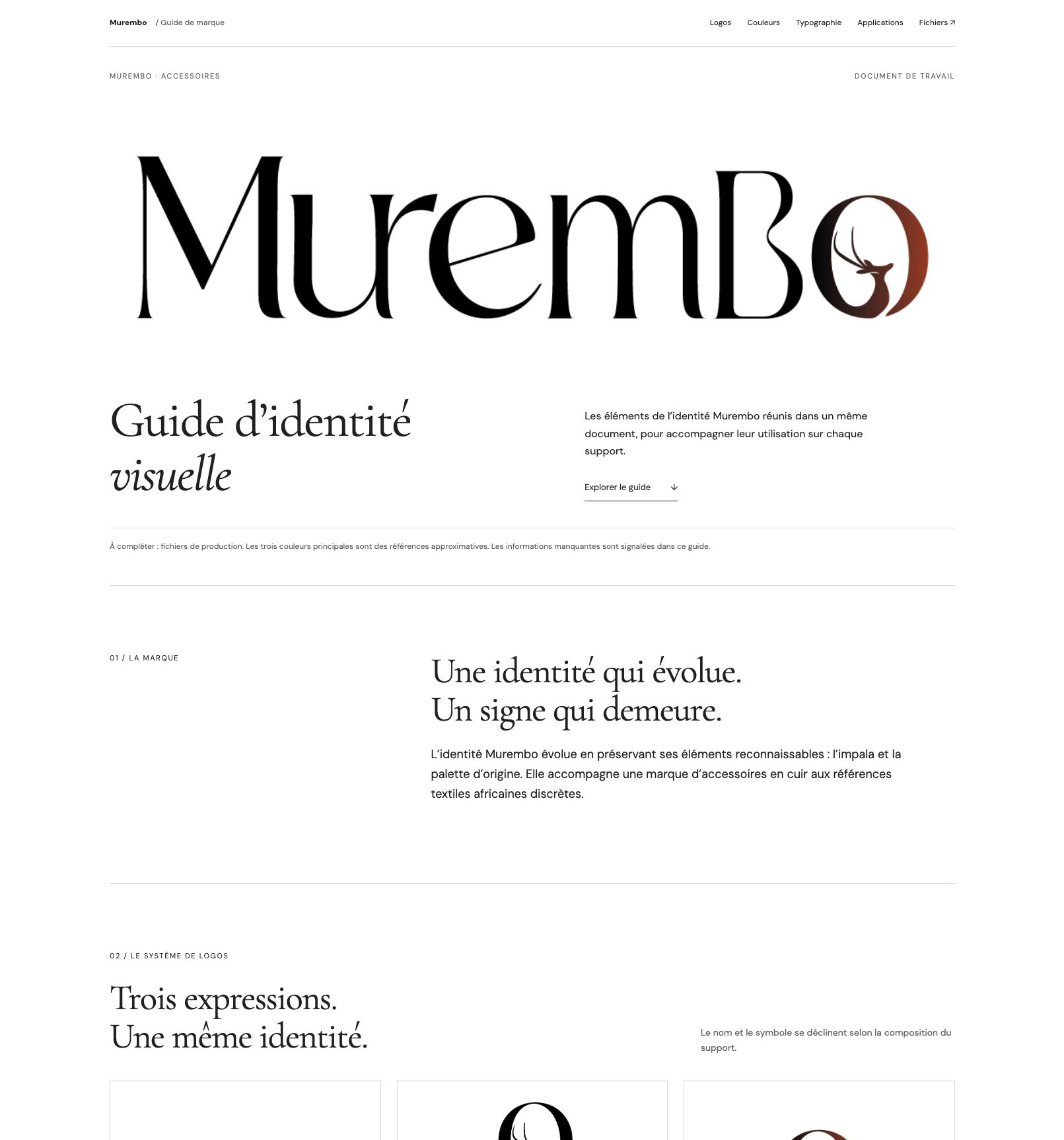 Aperçu du guide d’identité Murembo : présentation de la marque et de ses logos