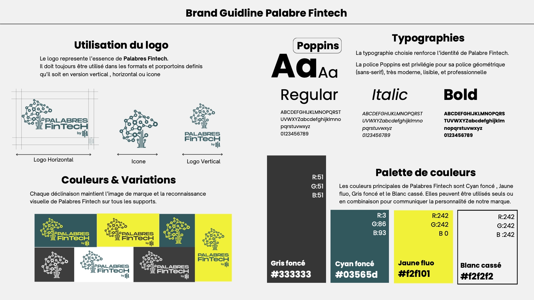 Charte graphique : logo, palette et typographie Poppins