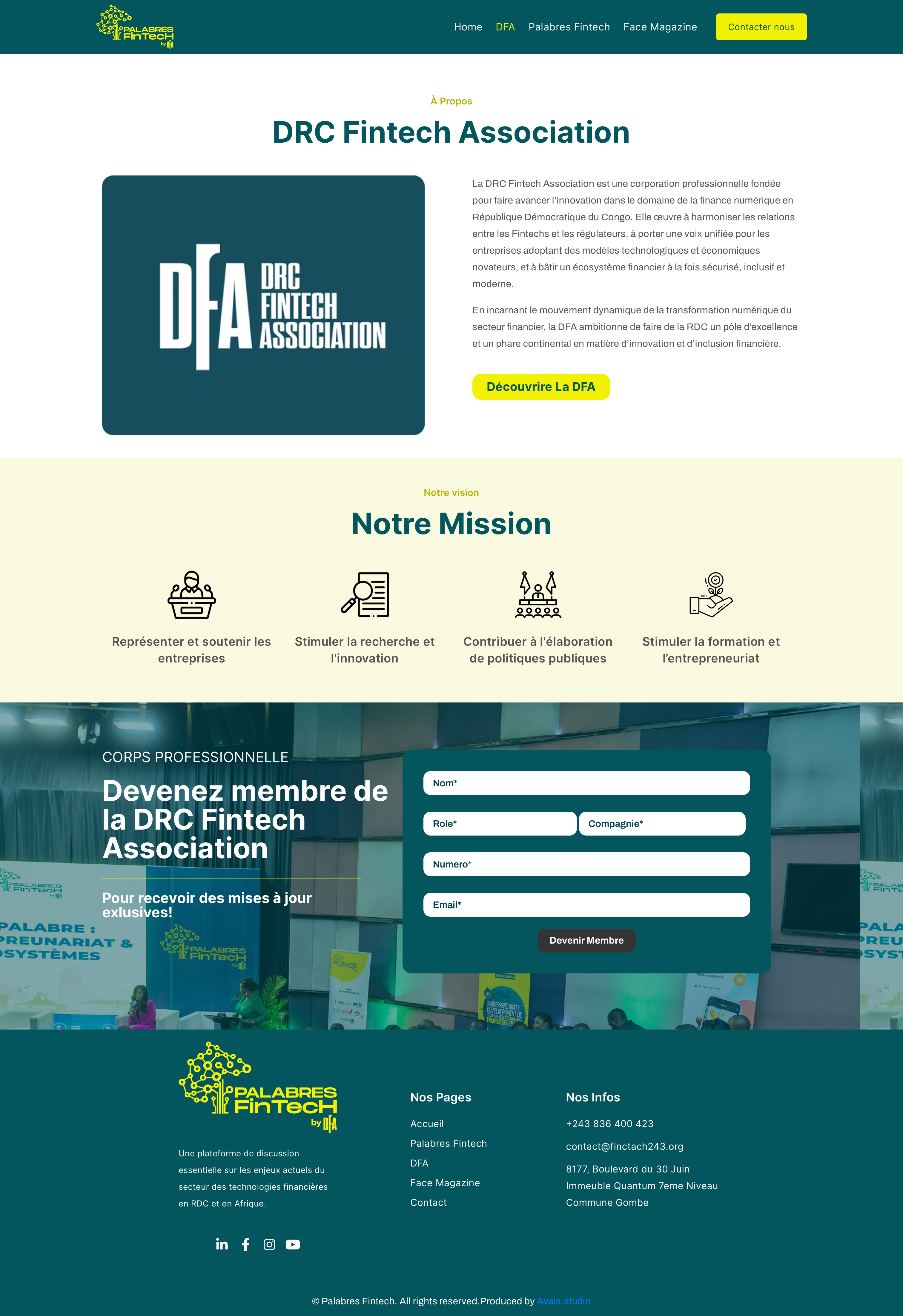 Capture de la page web DRC Fintech Association