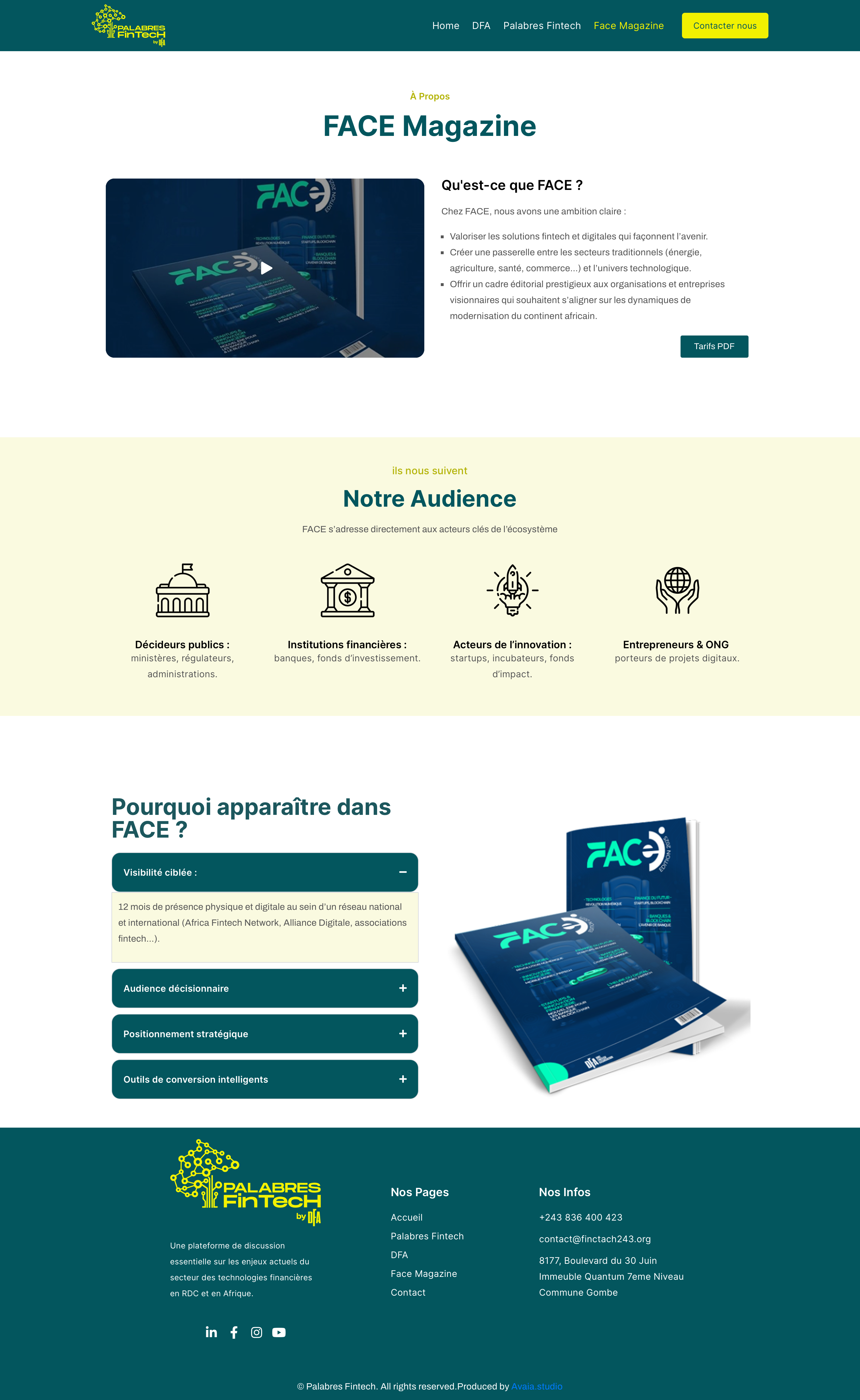 Capture de la page web FACE Magazine